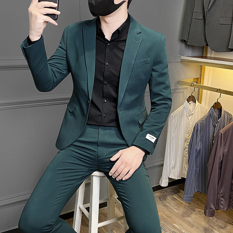 Costume d'affaires slim fit de style coréen pour hommes, costume décontracté