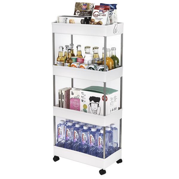 4-ply Plastic Storage Trolley Wide Version - White