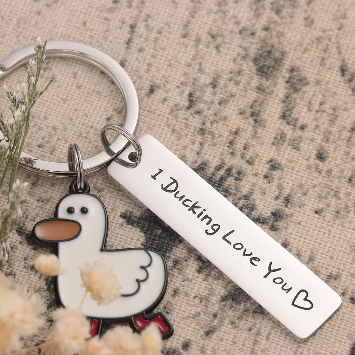 Funny Lover Gift Ducking Love You Cute Duck Pun Keychain Couples Jewelry Valentines Day Gift For Boyfriend Girlfriend