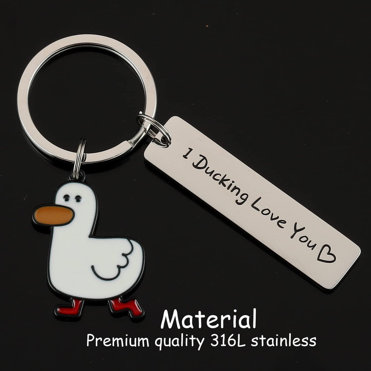 Divertido regalo para amantes, llavero con forma de pato que te ama, bonito juego de palabras con forma de pato, joyería para parejas, regalo de San Valentín para novio y novia