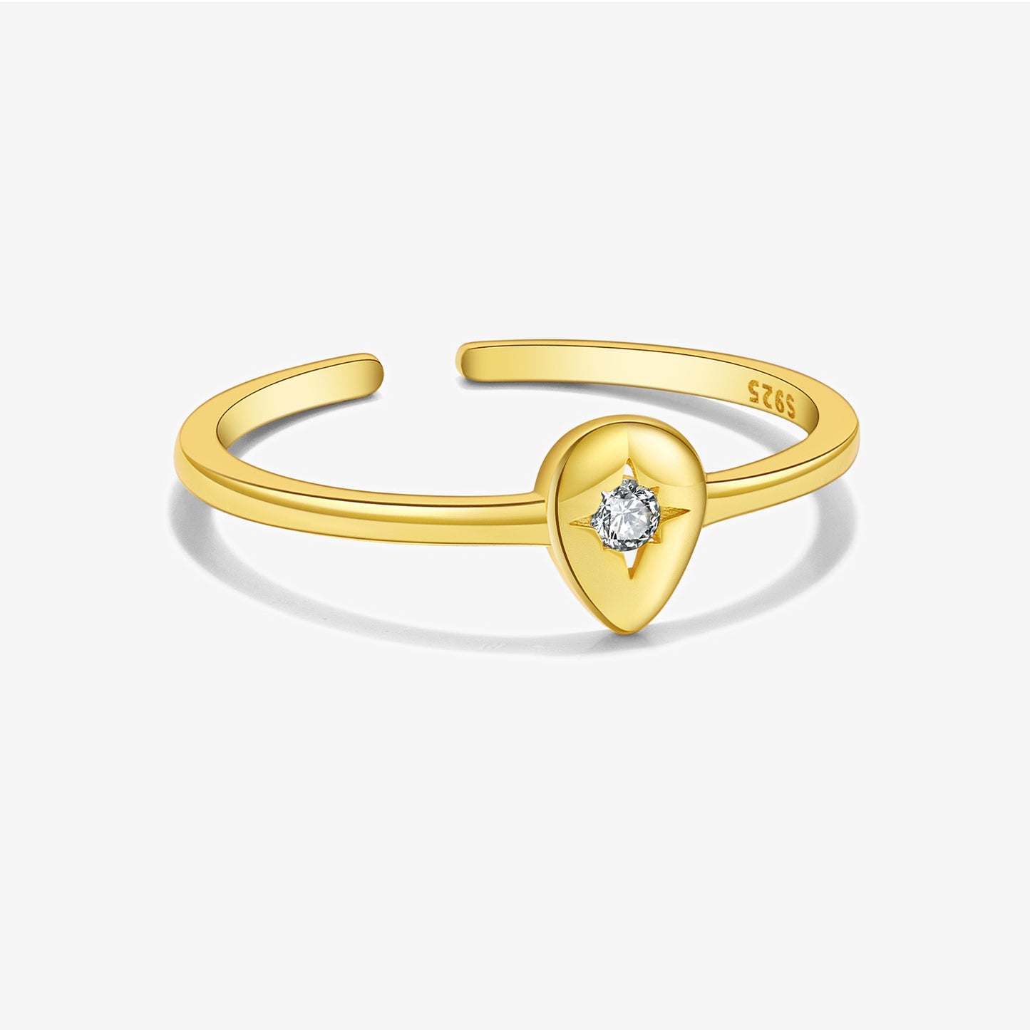 S925 Sterling Silver Eight Awn Star Micro Zircon Ring