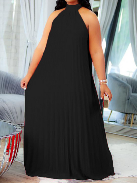 Robe licou plissée sans manches grande taille HWFMPZ3D29