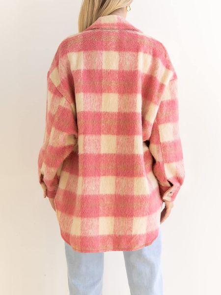 Women's Plaid Woolen Casual Coat HEBWFSHXTL