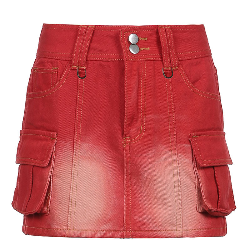 Spicy Girls Belt Wash Wrap Hip Skirt