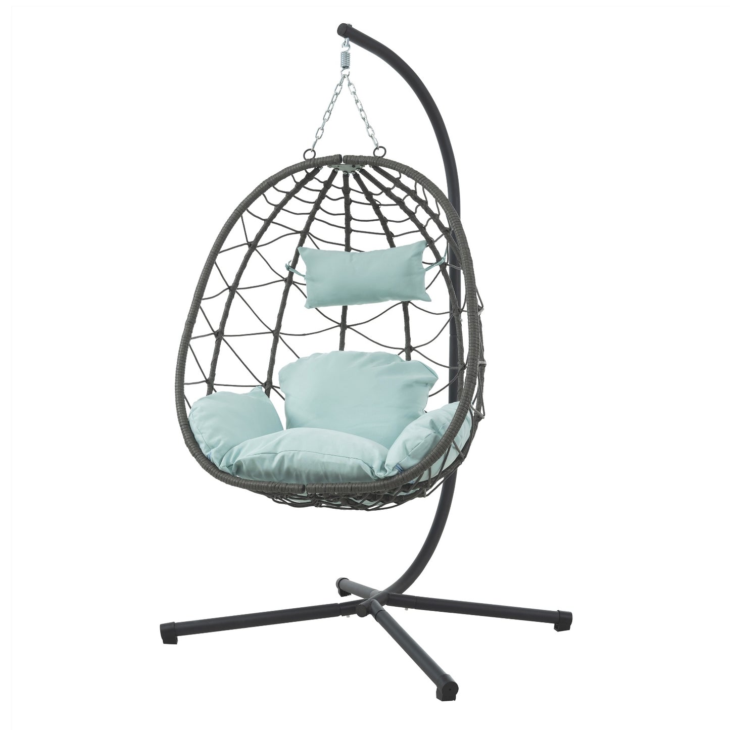 Silla colgante tipo huevo con soporte para interior y exterior, silla colgante tipo huevo de mimbre para patio, silla colgante tipo cesta