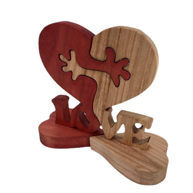 Cadeau de Saint-Valentin Coeur en bois Amour Ornement de bureau Décoration en bois