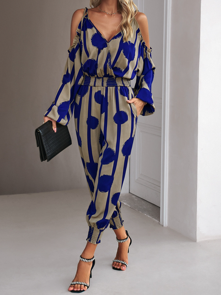 High Waist Dot Print Long Pants Jumpsuit  HWW9CYPXMM