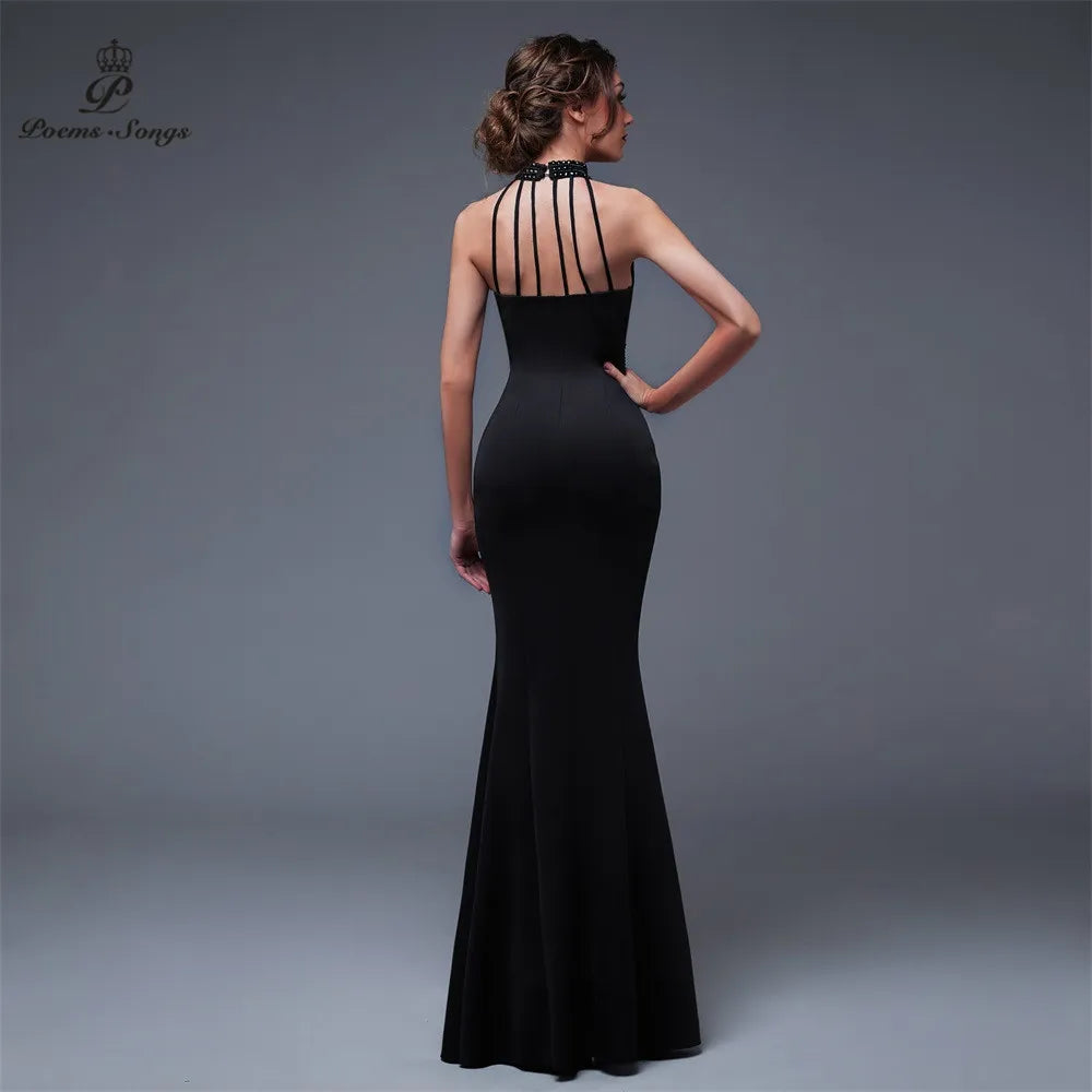 Backless Elegant Evening dress Charming Slit Side Open Prom Formal Party dress vestido de festa Elegant Vintage robe longue