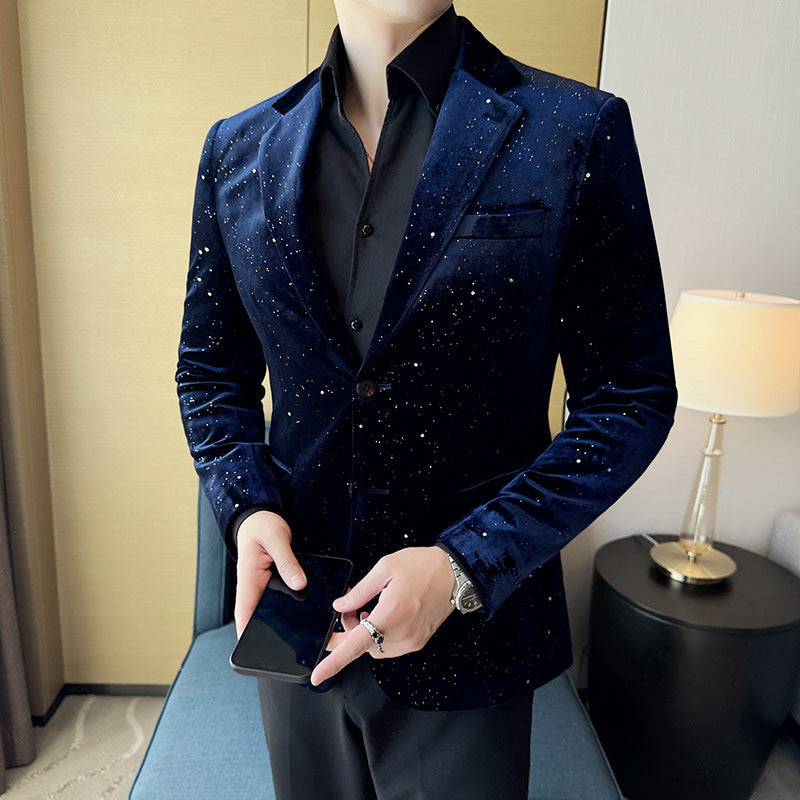 Men's South Korea Slim-fit Fashion Bronzing Stage Suit Jacket