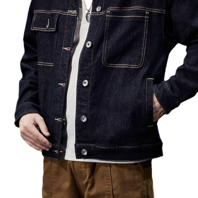 Veste en jean pour homme, manteau ample et polyvalent, décontracté