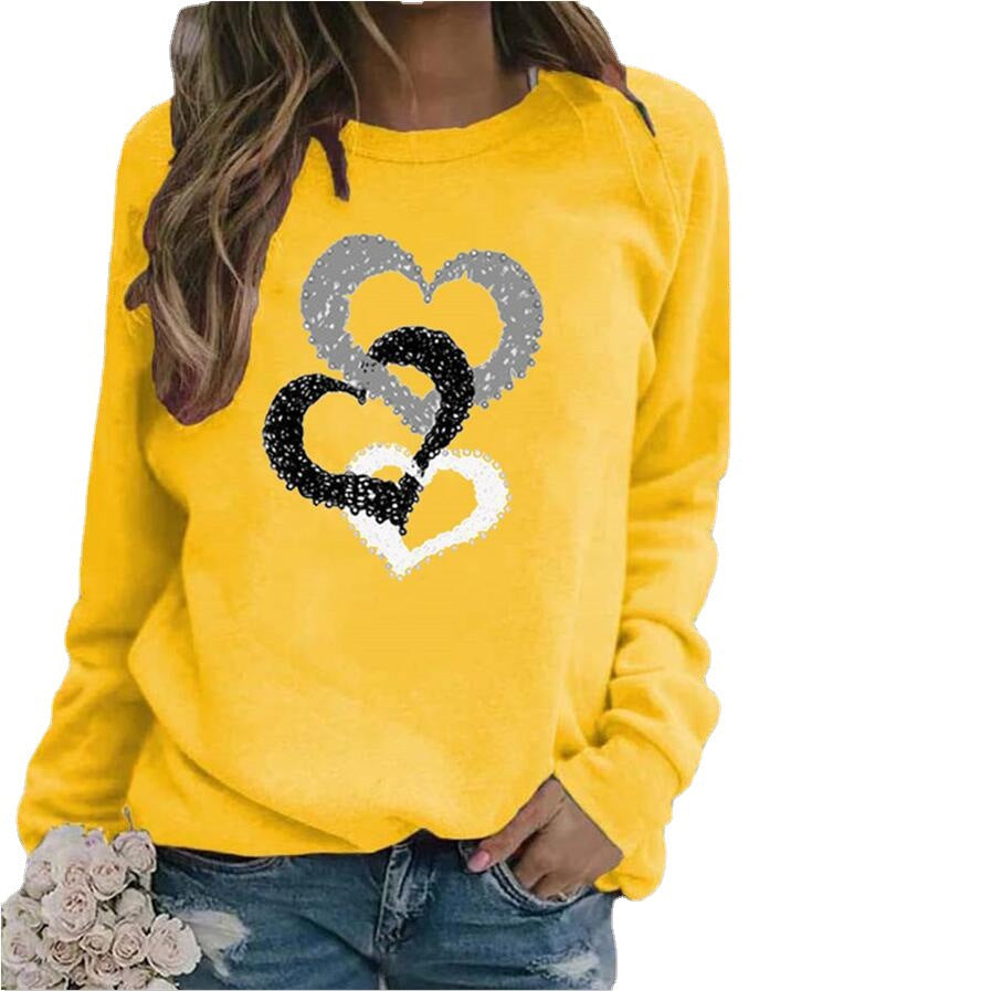 Casual Round Neck Print Sweatshirt Women