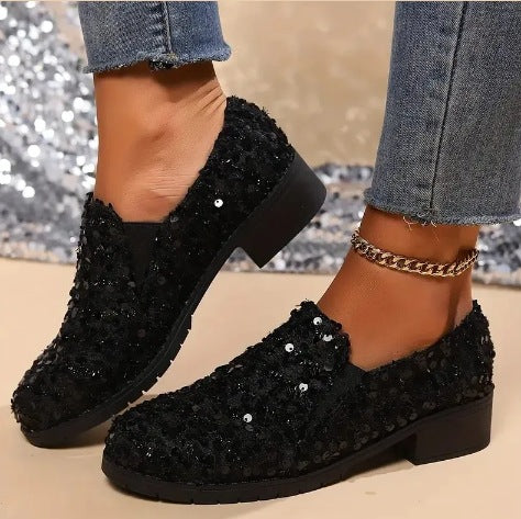 All-matching Gommino Flat Shallow Mouth Sequin Casual Shoes