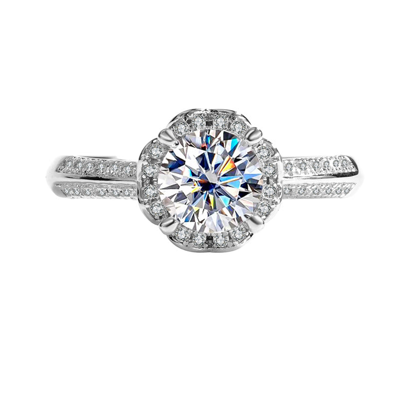 Sterling Silver Moissanite Bridal Bouquet Ring