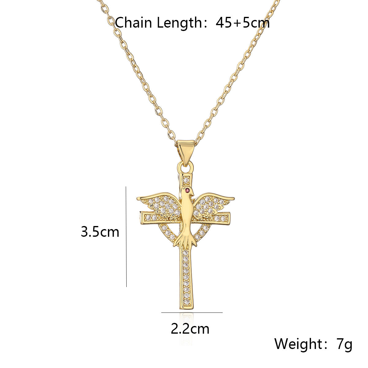 18K Gold Zircon Pendant Necklace For Women