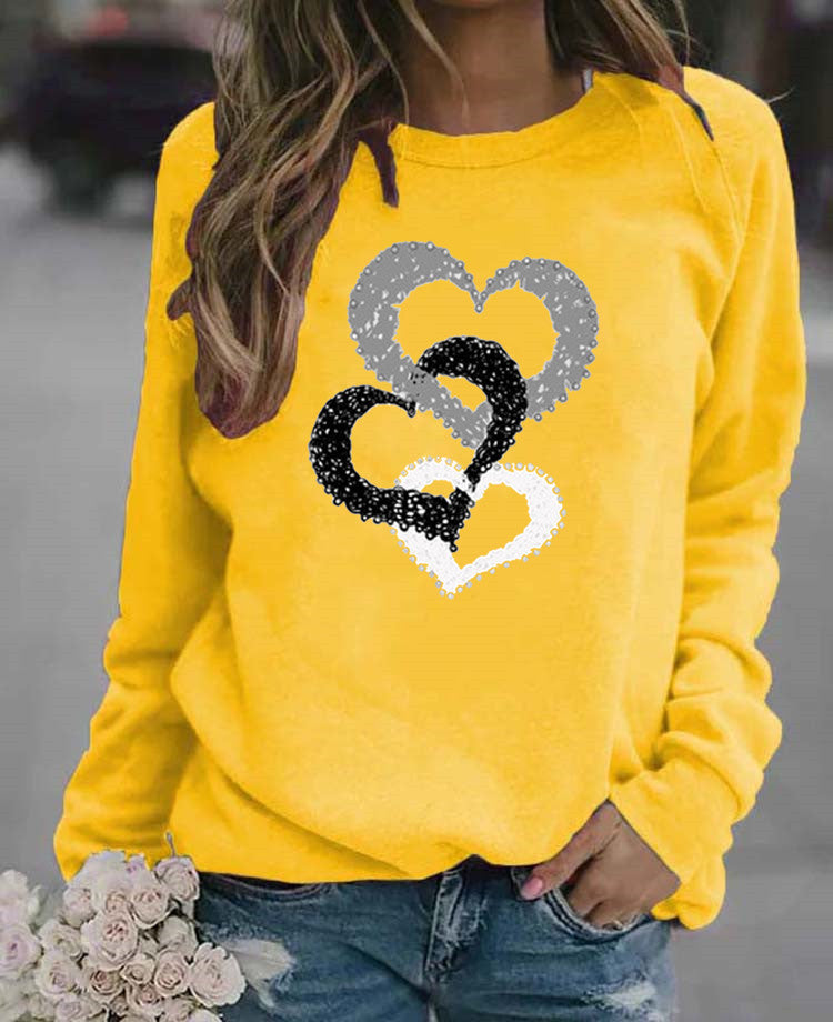 Casual Round Neck Print Sweatshirt Women