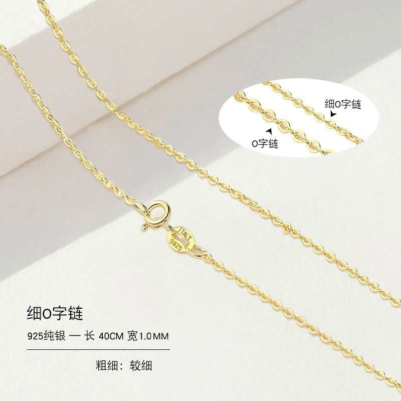 999 Sterling Silver Necklace Female 18K Gold without Pendants Silver Plated Chain Lanyard Choker Gold 925 Valentine's Day Gift