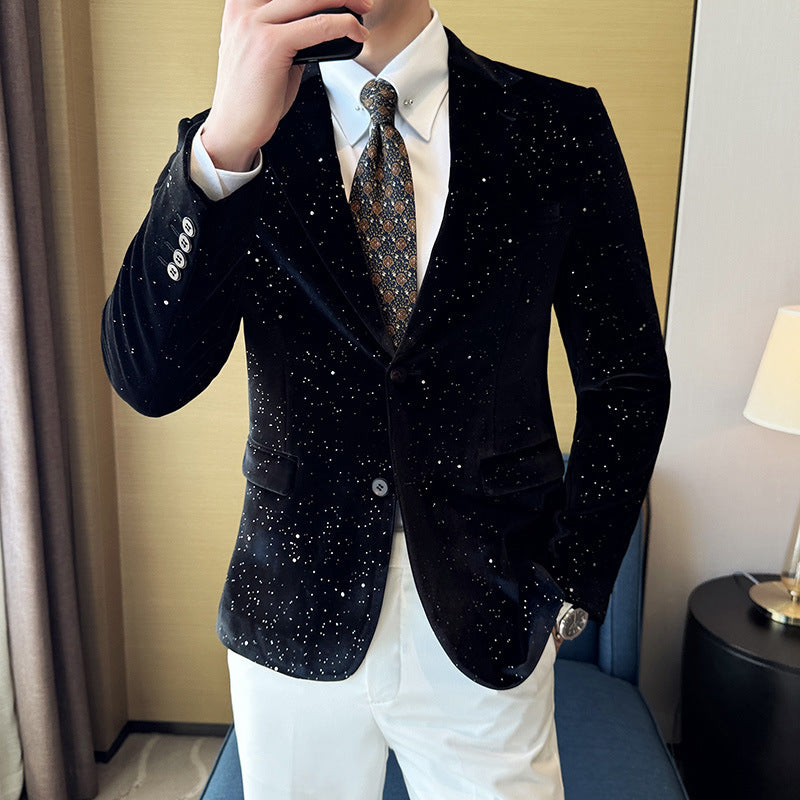 Men's South Korea Slim-fit Fashion Bronzing Stage Suit Jacket