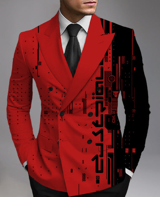 Men's Printed Suit Jacket Fashion Casual