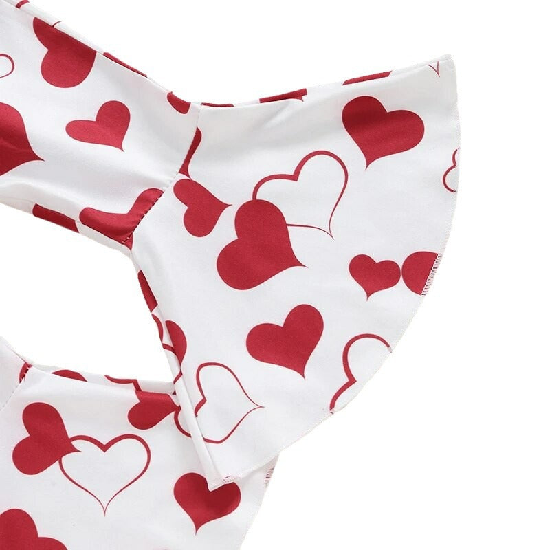 Combinaison à manches longues et pantalon à pattes d'éléphant pour bébé fille pour la Saint-Valentin