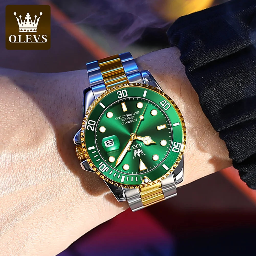 OLEVS 6650 Top Brand Men's Watches Classic Fashion Automatic Mechanical Wristwatch Waterproof Luminous Date Trend Diving Type