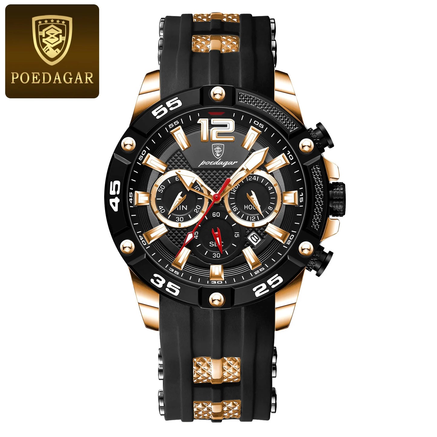 POEDAGAR Casual Men Watch Luxury Waterproof Luminous Chronograph Date Man Wristwatch Military Quartz Men's Watches High Quality