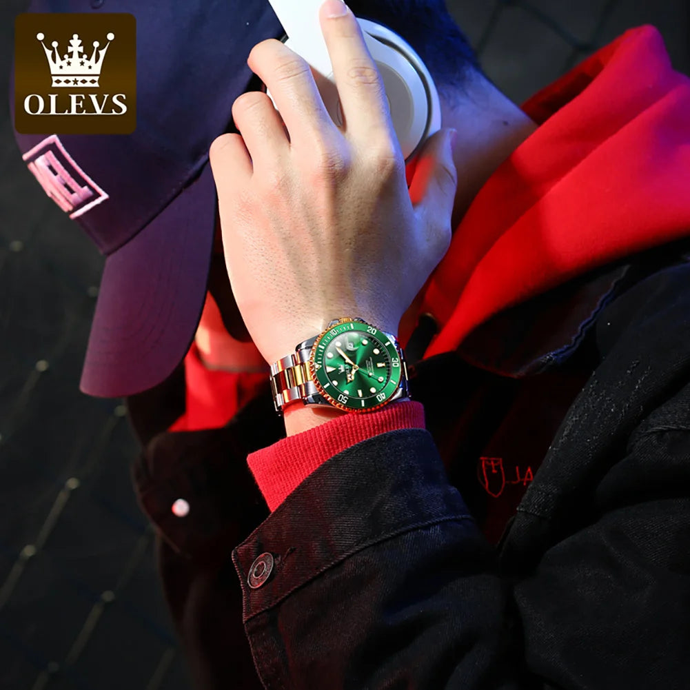 OLEVS 6650 Top Brand Men's Watches Classic Fashion Automatic Mechanical Wristwatch Waterproof Luminous Date Trend Diving Type