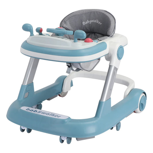 Foldable Baby Activity Walker, Push Walker with Removable Feeding Tray and Music Tray for 6-18 Months baby