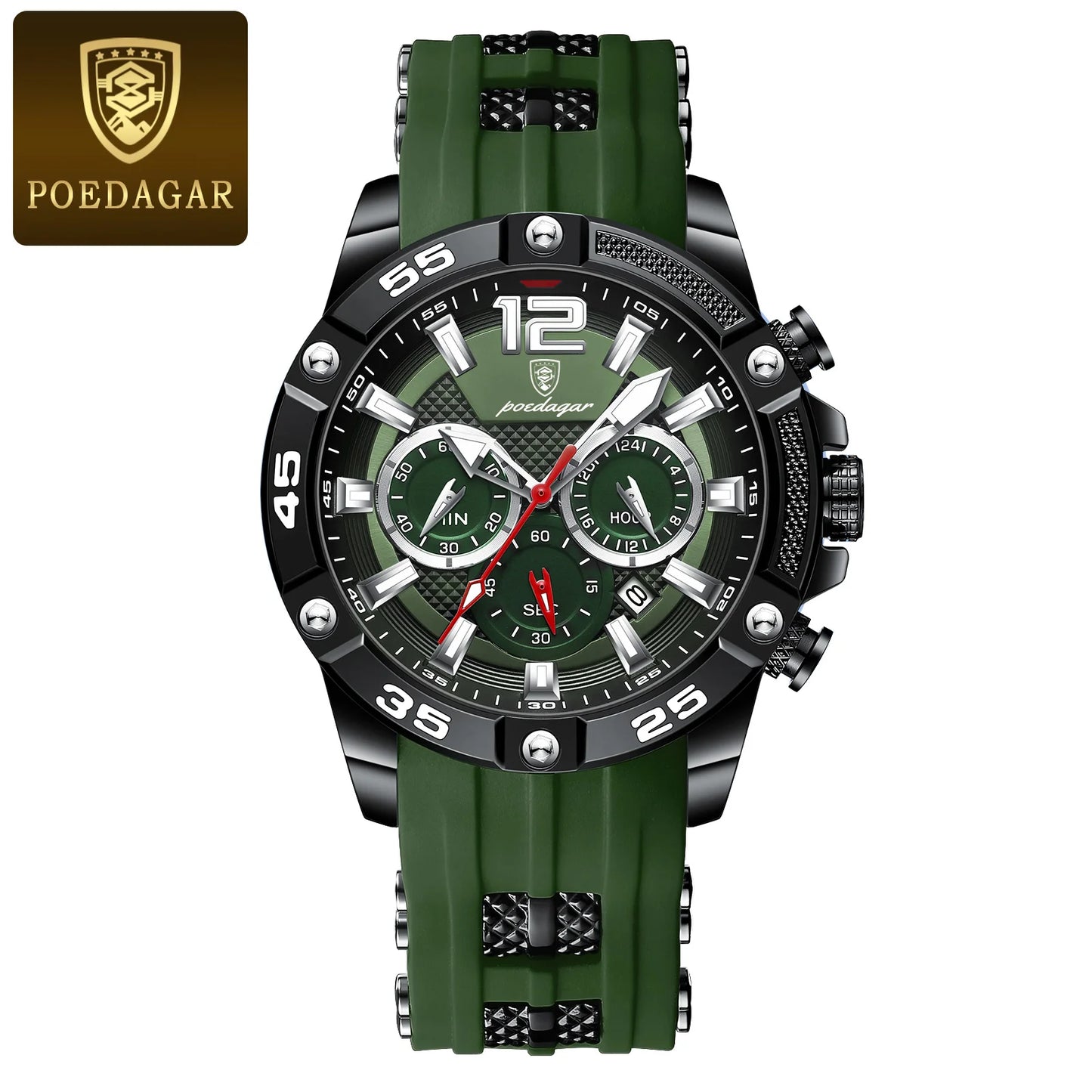 POEDAGAR Casual Men Watch Luxury Waterproof Luminous Chronograph Date Man Wristwatch Military Quartz Men's Watches High Quality