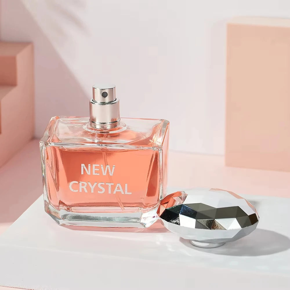 100ML 3.4FL.OZ New Crystal Long-lasting Perfumes for Women, Fruity Floral Notes Eau de Parfum, Fresh Citrus Aquatic Fragrance