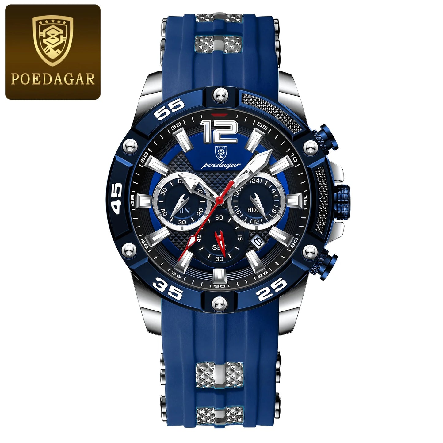 POEDAGAR Casual Men Watch Luxury Waterproof Luminous Chronograph Date Man Wristwatch Military Quartz Men's Watches High Quality