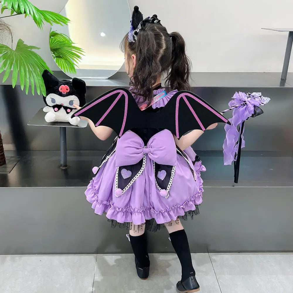 Anime Kawaii Kuromi Lolita Cosplay Princess Dress Sanrios Kids High-Quality Cartoon Dresses Puffy Skirt Cute Girls Party Dress