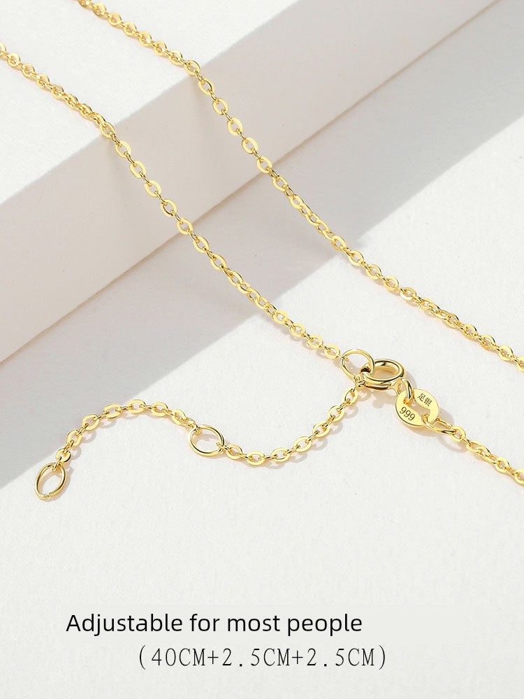 999 Sterling Silver Necklace Female 18K Gold without Pendants Silver Plated Chain Lanyard Choker Gold 925 Valentine's Day Gift