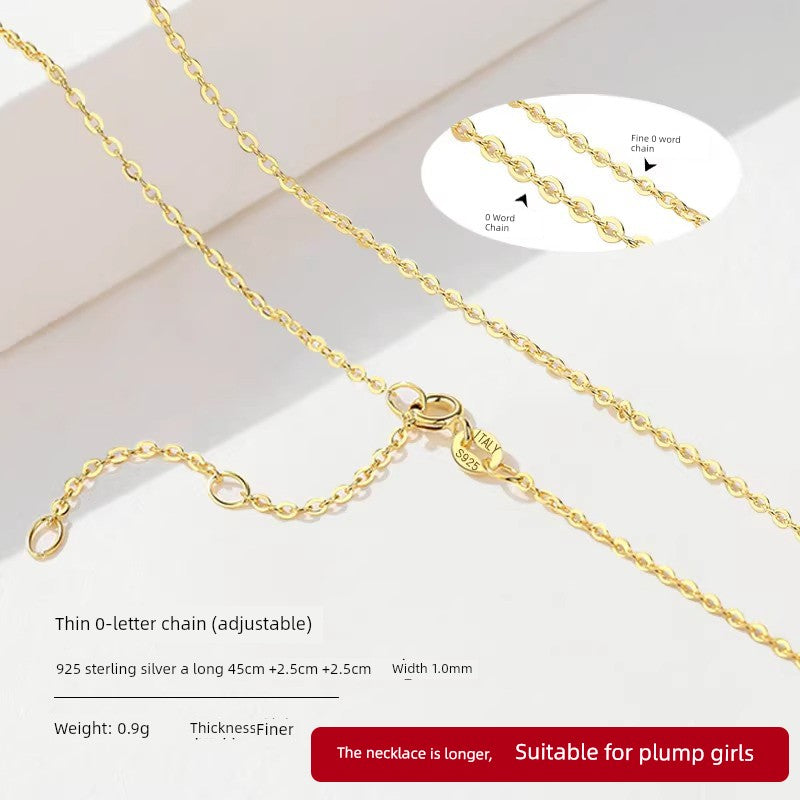 999 Sterling Silver Necklace Female 18K Gold without Pendants Silver Plated Chain Lanyard Choker Gold 925 Valentine's Day Gift