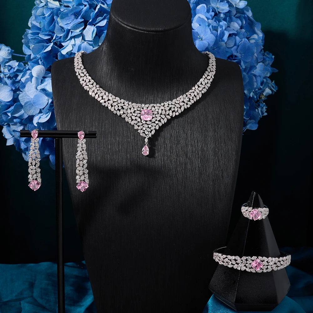 023818 TIRIM Women Necklace Sets Cubic Zirconia Bridal Jewelry DuBai Saudi Wedding Engagement Party Festival Jewel Accessory