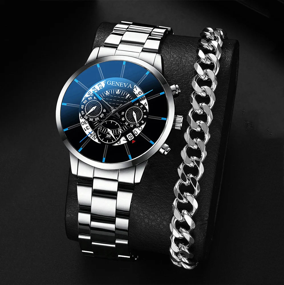 New Hot Watches Fashion Men Stainless Steel Watch Luxury Calendar Quartz Wristwatch Business Watches Man Clock Relogio Masculino