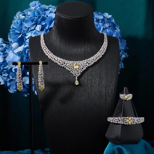 023818 TIRIM Women Necklace Sets Cubic Zirconia Bridal Jewelry DuBai Saudi Wedding Engagement Party Festival Jewel Accessory