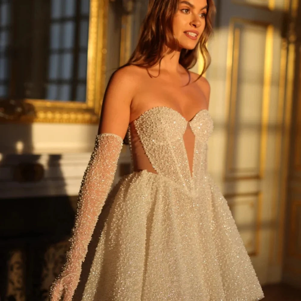 Amanda Customized White Beaded Glove Ball Gown فساتين حفلة موسيقية A-line Strapless Serene Hill Dresses Prom After Party 2024