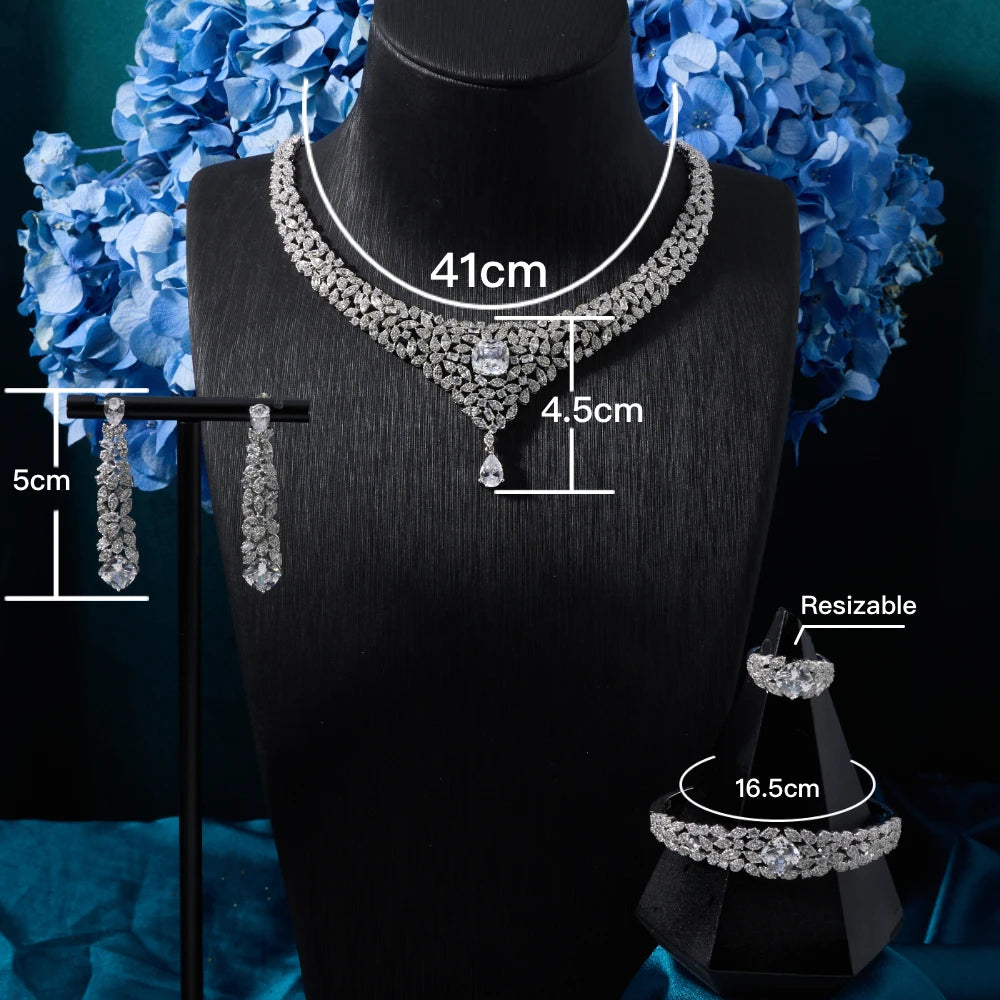 023818 TIRIM Women Necklace Sets Cubic Zirconia Bridal Jewelry DuBai Saudi Wedding Engagement Party Festival Jewel Accessory