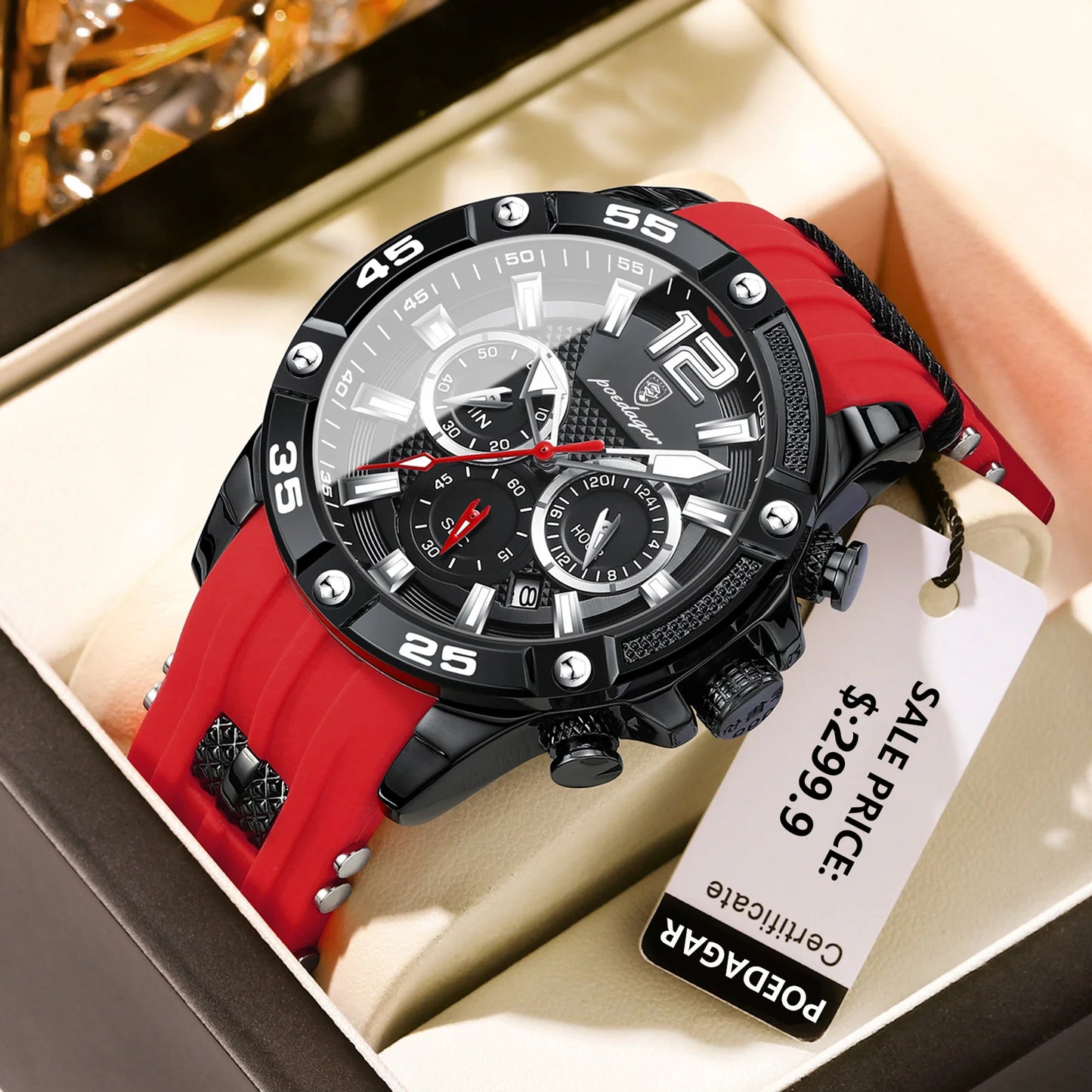 POEDAGAR Casual Men Watch Luxury Waterproof Luminous Chronograph Date Man Wristwatch Military Quartz Men's Watches High Quality