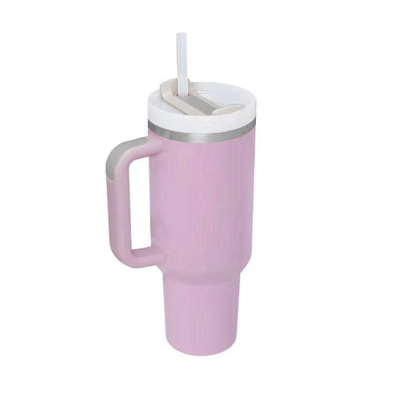 Vaso de 40 oz con asa, pajita aislada, taza de café al vacío de acero inoxidable a prueba de derrames, taza cónica con tapa, regalo para amantes de San Valentín, adecuado para el automóvil, el gimnasio, la oficina, viajes