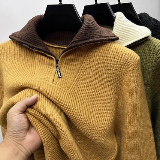 Knitwear Coat Men's Winter Lapel High Collar Sweater