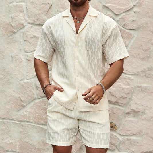 Chemise ample à manches courtes et short pour homme, costume décontracté