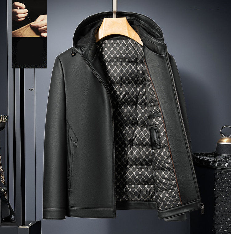 Fashion Personality Leather Down Jacket Men