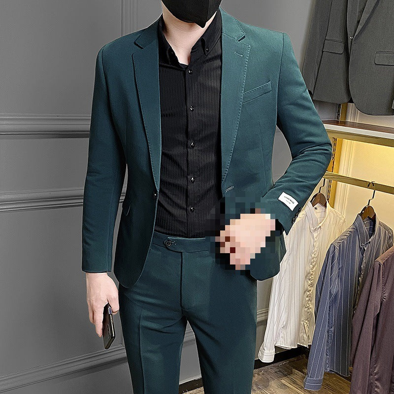 Costume d'affaires slim fit de style coréen pour hommes, costume décontracté