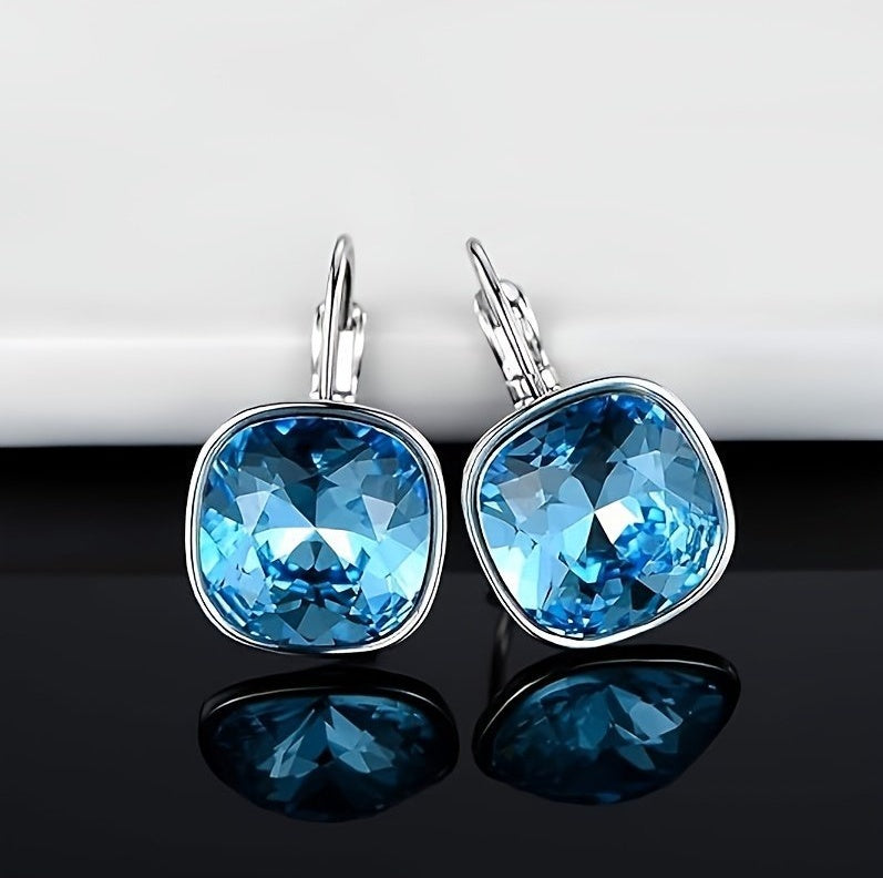 18K White Gold Crystal Plated Hypoallergenic Pendant Earrings For Women's Jewelry