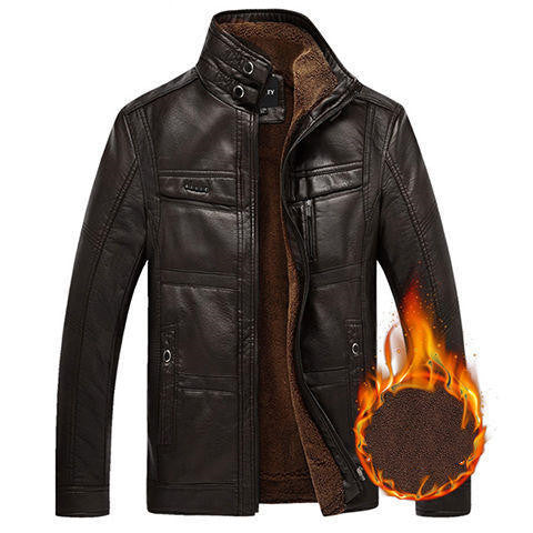 Middle Aged Men Fashion PU Jacket