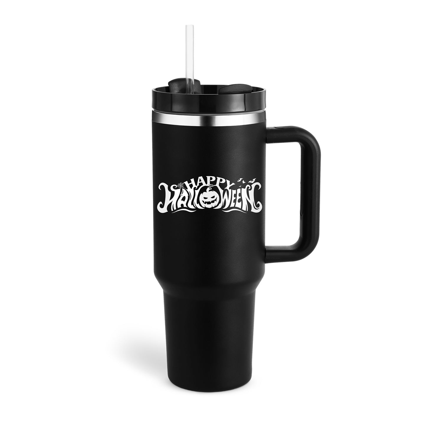 Vaso de 40 oz con asa, pajita aislada, taza de café al vacío de acero inoxidable a prueba de derrames, taza cónica con tapa, regalo para amantes de San Valentín, adecuado para el automóvil, el gimnasio, la oficina, viajes