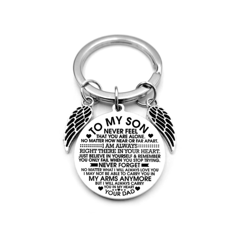 Angel Wings Heart To My Son Inspirational Keychain