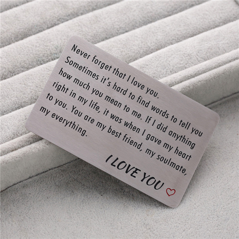 Lettering Valentine's Day Gift Titanium Steel Card