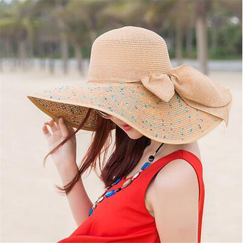 Beach Women's Sunscreen Large Brim Foldable Straw Hat